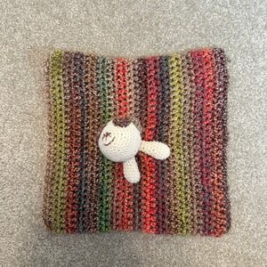 Handmade Crochet Panda Lovey Security Blanket Variegated Multi Color Amigurumi